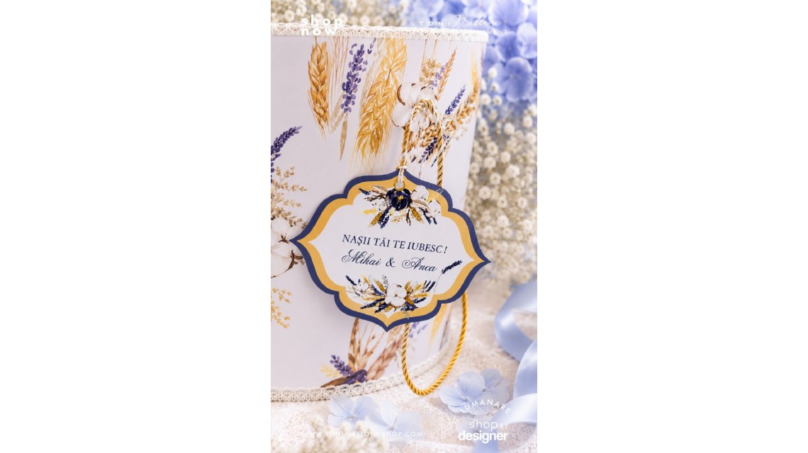 Trusou de botez traditional cu lavanda bumbac si spice de grau 9